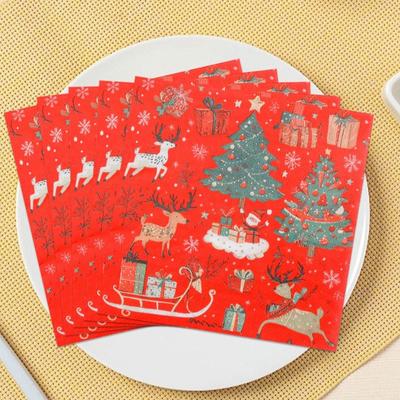 20pcs/Pac 33*33cm 2-Ply Disposable Party Napkin Christmas Pattern