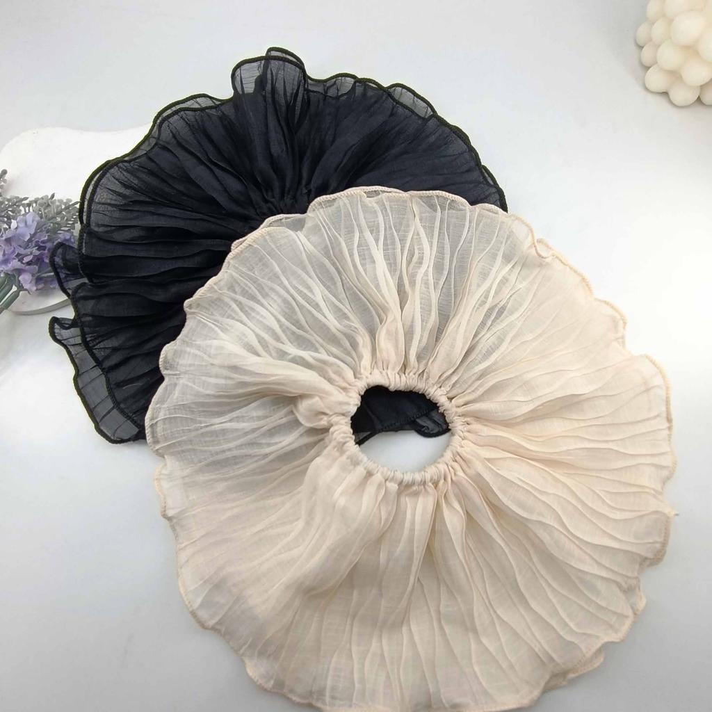 1/2Pcs New Retro Folded Chiffon Oversize Scrunchies Women Sweet Temperament Fashion Exaggerated Hair Band Hair Accessorie