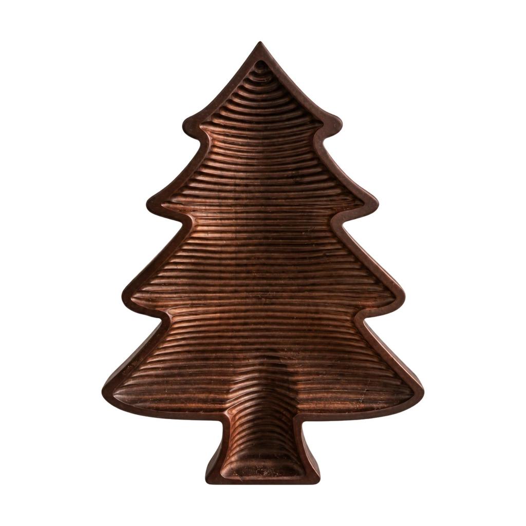 Christmas Tree Shaped Wooden Serving Tray Handcrafted Festive Wood