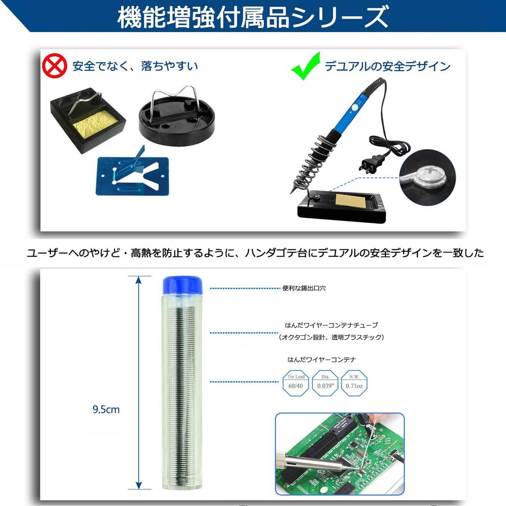 Manelord Soldering Iron Set, Temperature Adjustable (200-450℃), 14-in-1, 60W/110V, PSE Certified, Safe for Electronic Work