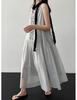 Johnature French Clear Fungus Edge A-line Korean Casual Loose Dresses Women Summer Sweet V-neck Sleeveless Dress