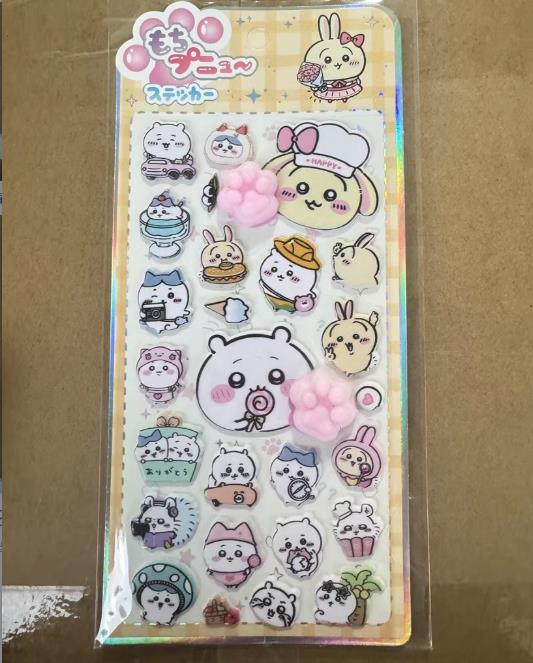 4pcsNew Jiyikawa Plush Pinch Happy Plush Adorable Cat Claw Stress Relief Decals Bubble Decals Phone Case Ornamental Decals