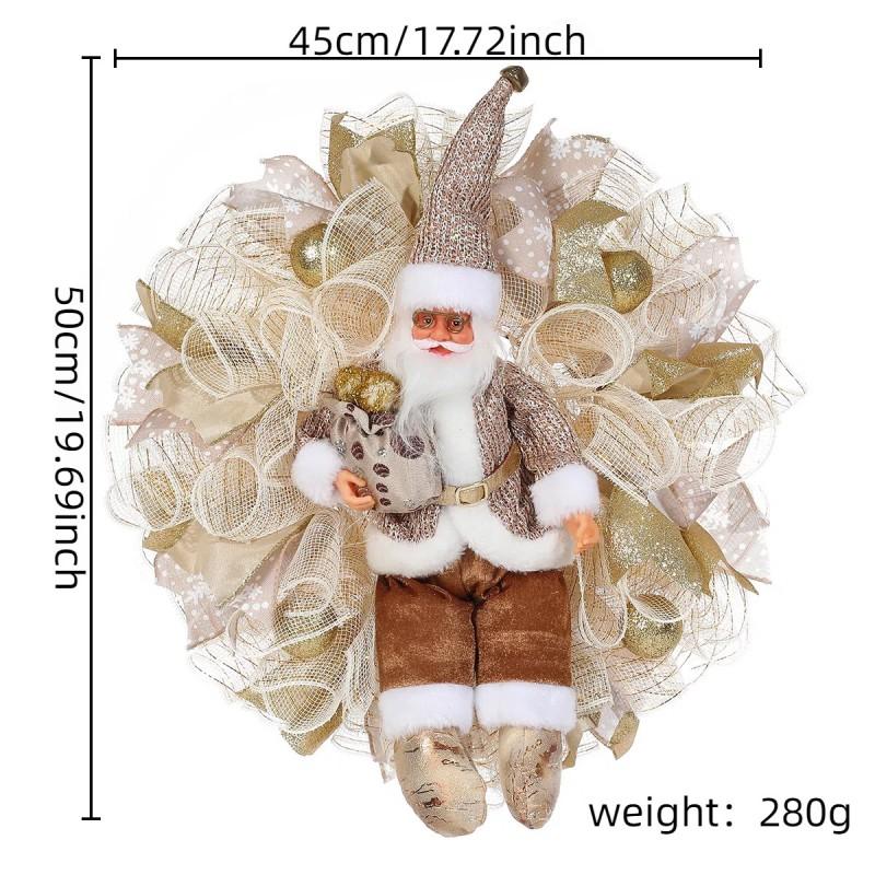 Christmas Wreath Door Hanging Holiday Party Window Decor Red Gold Santa Style