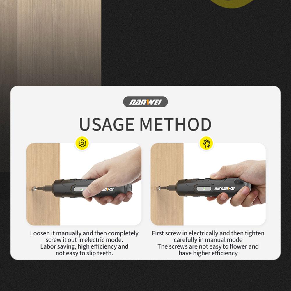 NANWEI Electric Screwdriver Rechargeable Automatic Screwdriver Hand Drill Multi-function Electric Batch Tool 4V
