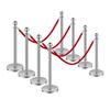 8 Pcs Silver Stanchion Post 4 Red Velvet Ropes Sand Injection Hollow Base