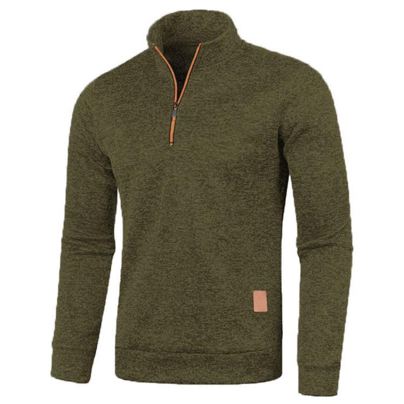 

Autumn Winter New Men s Quarter Zip Neck Sweater Knit Top Thin Fleece Stand Collar Fashion Trend Versatile Sweatshirt 5XL армія зелений колір