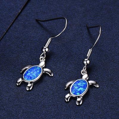Earrings Blue Opal Turtle Earrings, Earrings Versatile