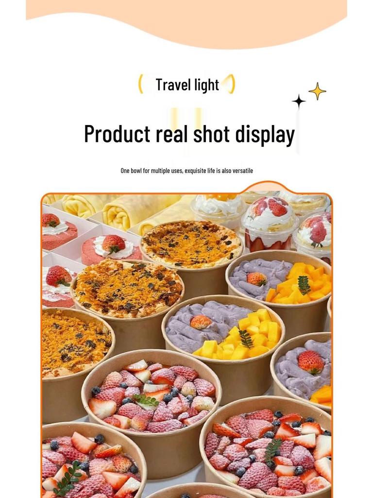 Kraft Paper Disposable Bowl - Ideal for Rice, Salad, Lunch, Takeout, Fast Food, and Fruit.