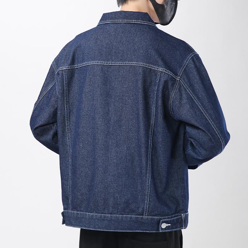 Retro Dark Blue Denim Jacket Men's Loose Korean Version of Spring and Autumn Jacket Denim Jacket Versatile Autumn Top