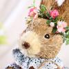Bunny Figurine Straw Easter Desktop Animal Sculpture Statue for Garden Decor Photo