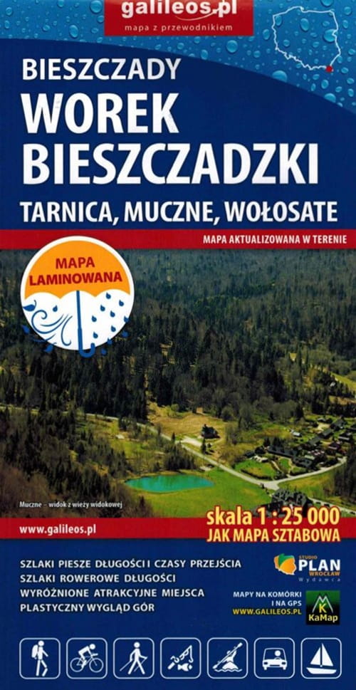 Bieszczady - Bieszczady-Sack 1:25 000. Laminierte Touristenkarte. Wyd. 2024/2025. Galileos