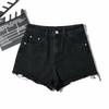 YPFF European & American High-Waist Distressed Denim Shorts for Women - Slimming, Raw Edge, Long Leg Style  
