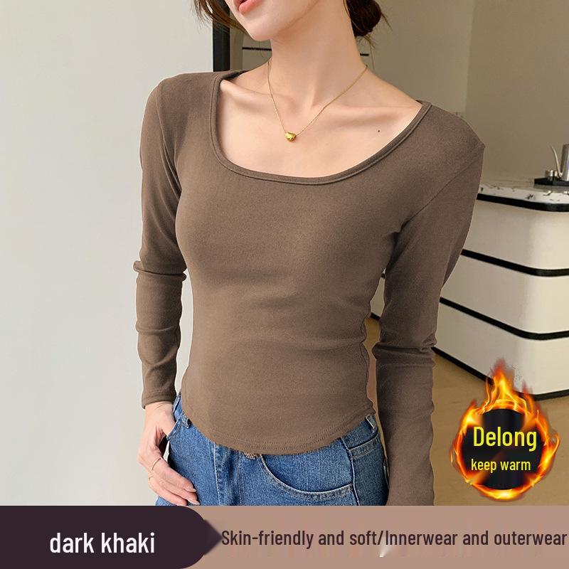 2025 New Autumn/Winter Women’s Warm Velvet Long Sleeve Base Shirt