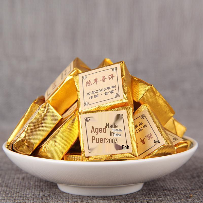 Exquisite 2003 Yunnan Pu-erh Gift Box with Ripe Small Gold Tea Bricks