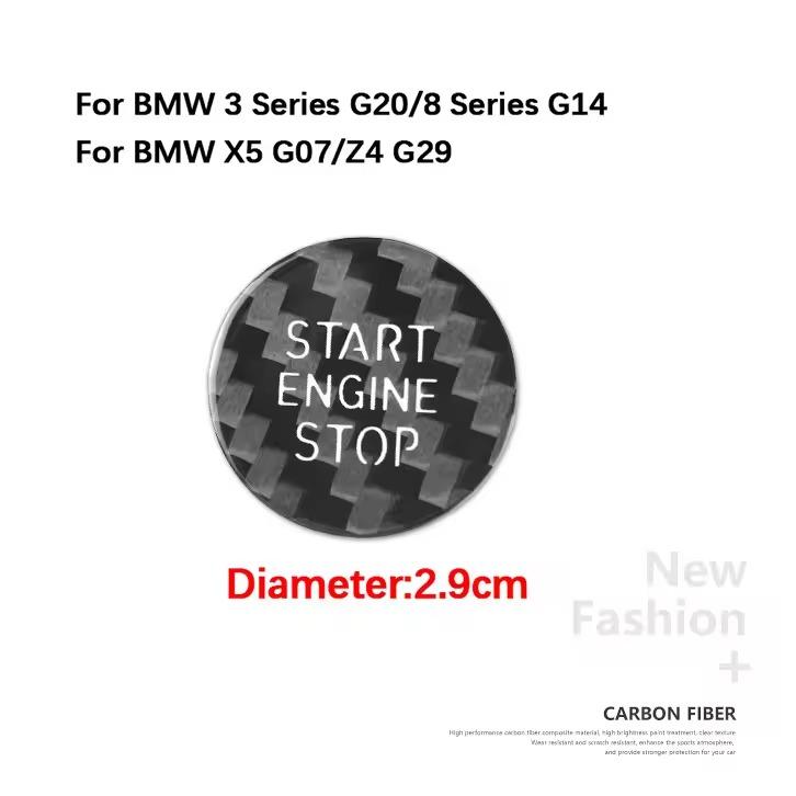 

Carbon Fiber For BMW E60 E90 E91 E92 E93 E70 F10 F12 F25 F26 F15 F16 G20Car Styling Interior Engine Start Stop Button Cover Trim