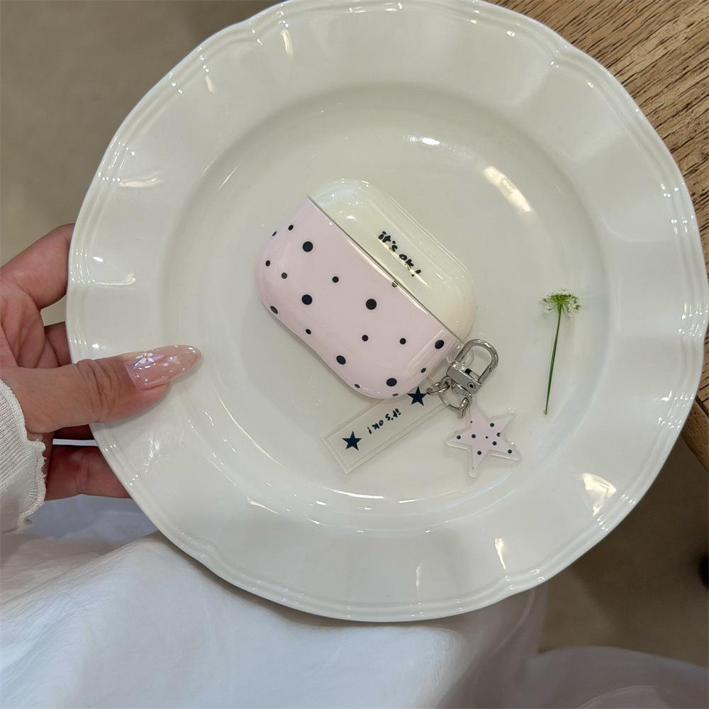 Applicable to Apple AirPods 1 /1 generation Korean pink gray polka dot earphone cover PRO1 simple protective cover PRO1 pendant