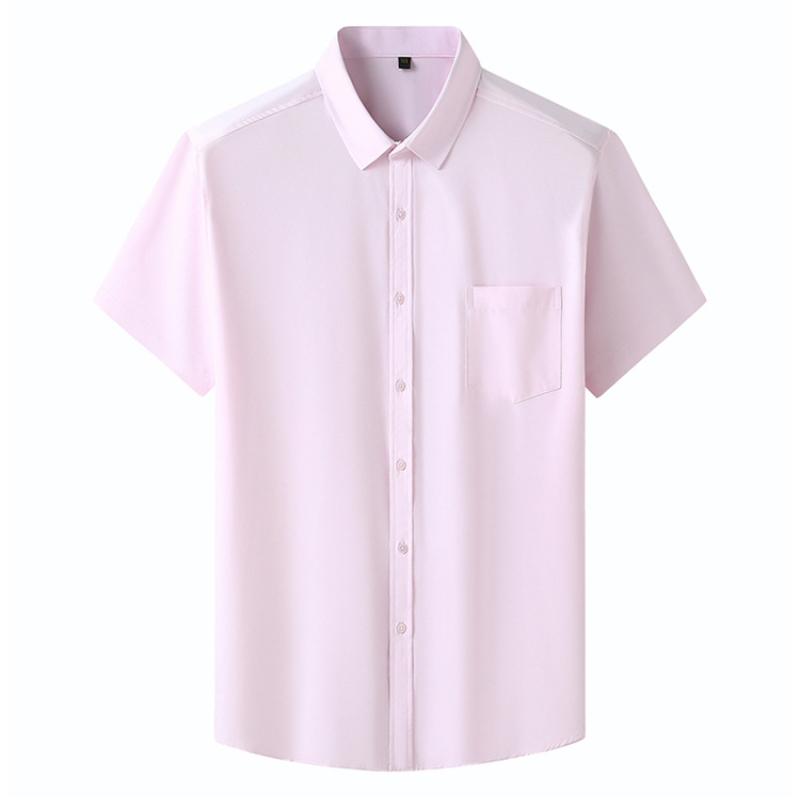 

Men Shirt Plus Size Summer Short Sleeve Business Work Shirt Loose Fit Comfortable Oversized T Shirt designer clothes men L розовый