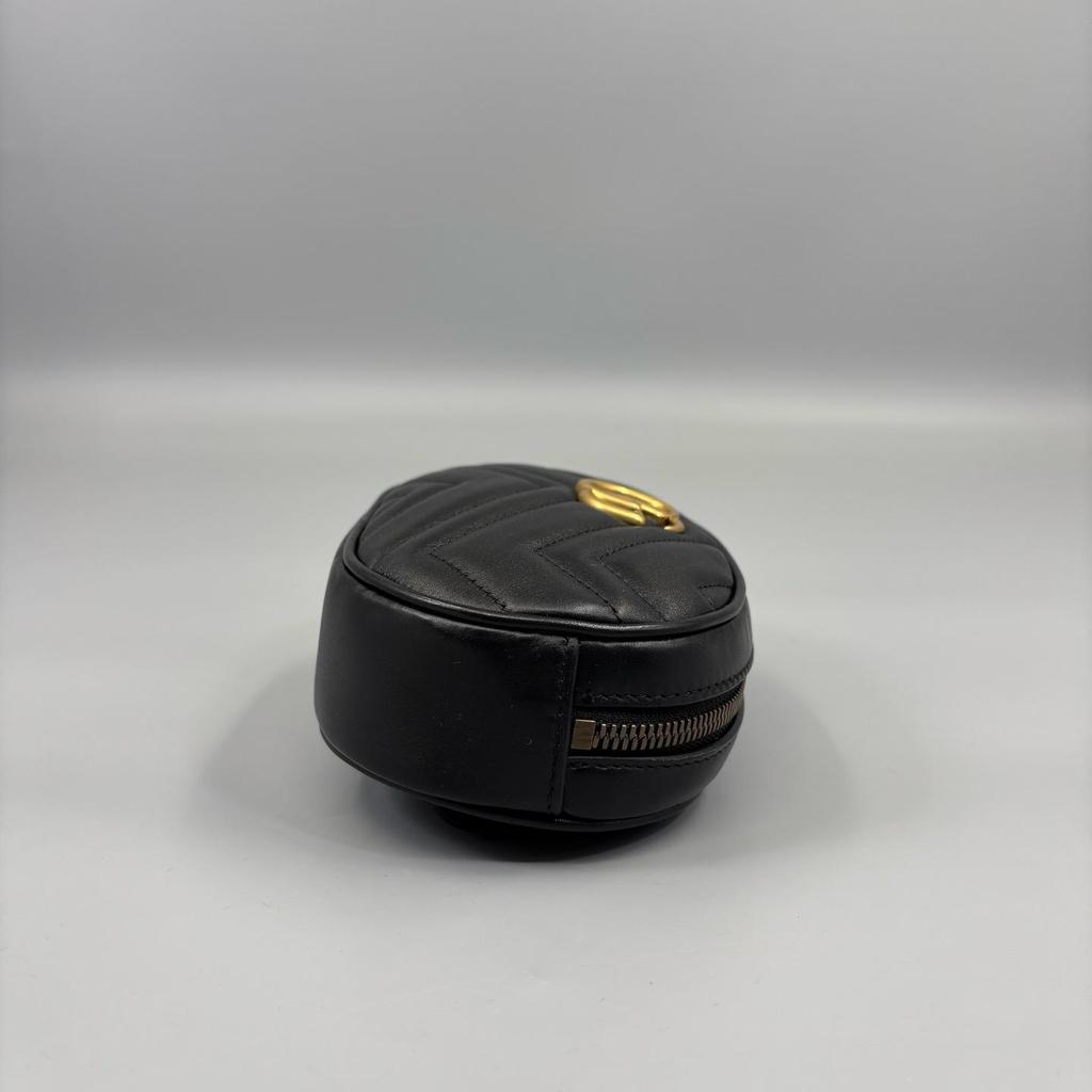 [Pre-Owned] Gucci Quilted Leather GG Marmont Matelassé Belt Bag 38/95 'Black' - Excellent #D3F1FW