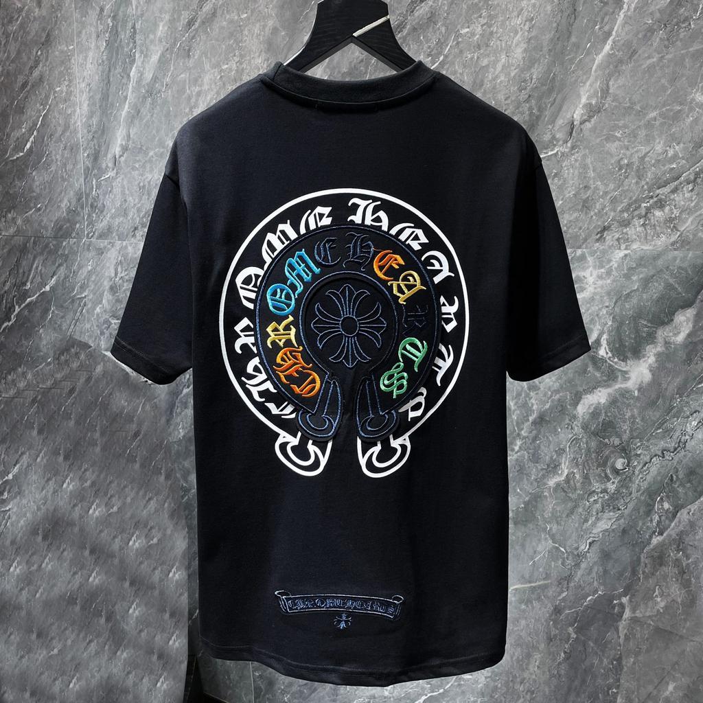 8719 CHROME HEARTS Sommar 2026 Ny Högkvalitativ Bomull Rund Hals Lös Stor Storlek Herr- och Dam-T-shirt Par-T-shirt