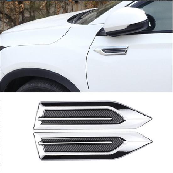 Car Air Flow Fender Side Vent Chrome Grille Shark Gill Decor Styling Stickers