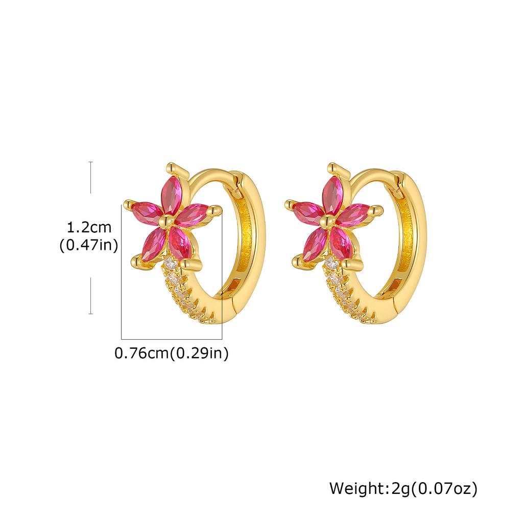 Wind Copper Slightly Inlaid Zircon Bow Flower Earrings Gold Women's Daily Versatile Earrings EBD-480