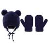 Autumn And Winter Plus Velvet Children's Hat And Gloves Set Warm Ear Protection Knitted Hat