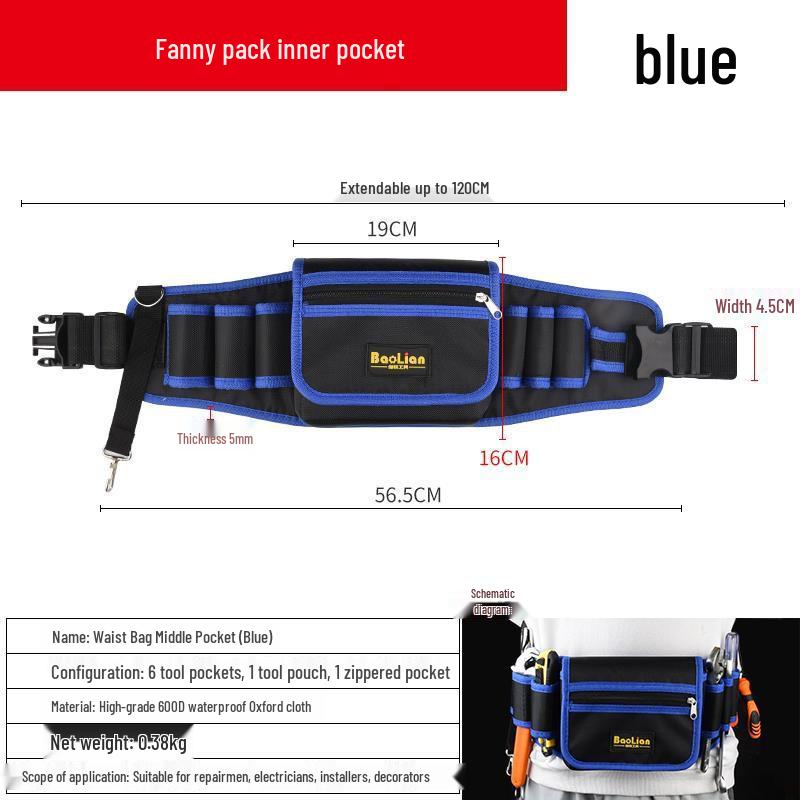 Canvas Multifunction Electrician Waist Tool Bag with Oxford Cloth