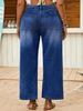 Women's Plus Size Multi-Button Stretch Denim Cropped Jeans