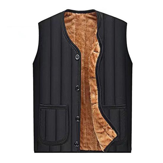 

Мужская безрукавка с V-образным вырезом, осенне-зимняя, на флисовой подкладке, однобортная, повседневная XL чёрный