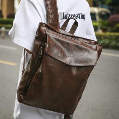 Retro High-end Backpack, Large Capacity College Student Backpack, Versatile Commuting Computer Bag, Solid Color Casual Backpack for Men