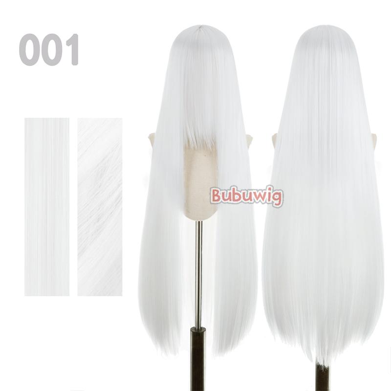 Bubuwig Synthetic Hair 100cm Long Straight Pure Color Cosplay Wigs Over 100 Colors Black White Red Blue Brown Wig Heat Resistant