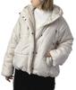 Meirire Eco Down Stylish Back Short Winter Hooded Women's Jacket, Tail, Padded, Length, Outerwear, Lightweight, Warm, (Size M, Ivory)