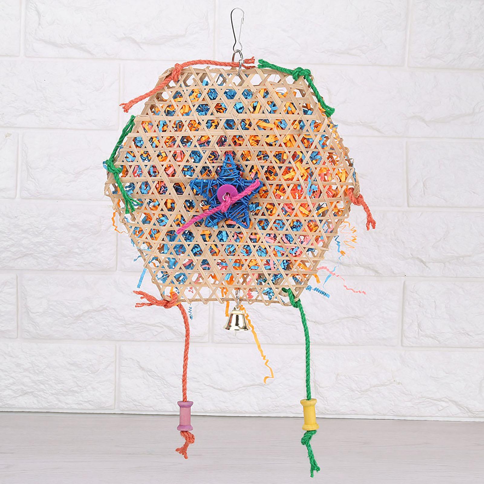 

Parrot Bird Interactive Bite Chewing Toy Woven Bamboo Paper Hanging Toys