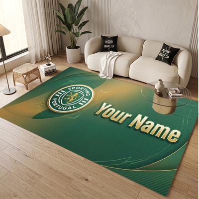 Tapis en Velours Cristal Personnalisé Motif Sporting CP Tapis de Sol Antidérapant