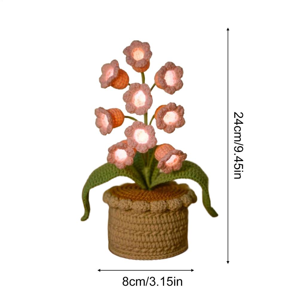 

Knitted Lily of The Valley Potted Lamp Atmosphere Lamp Handcrafted Artificial Flower Home Table Decoration Birthday Gift Decor розовый