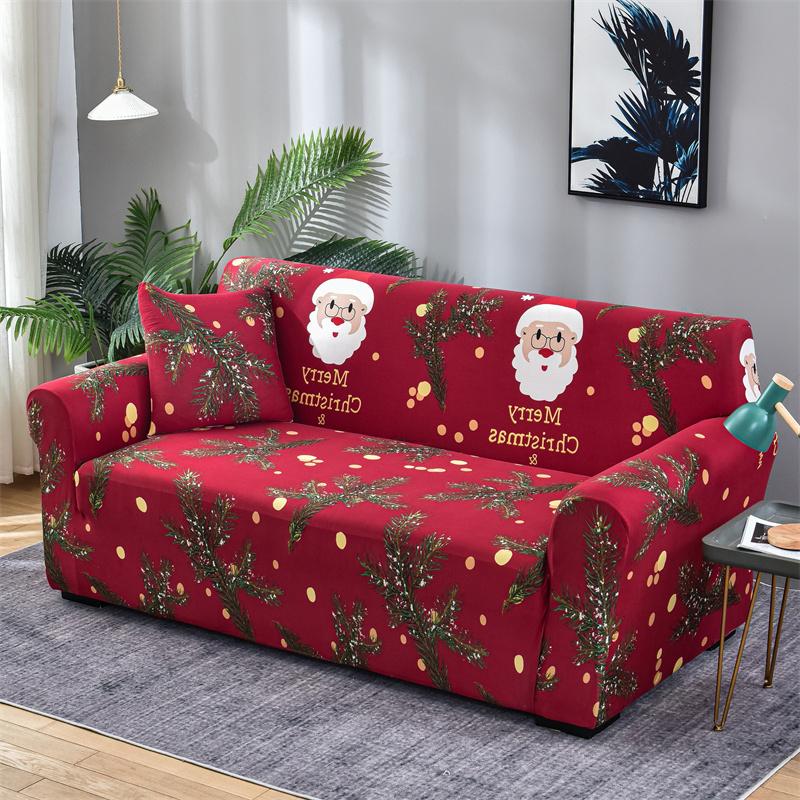 Christmas Sofa Protective Covers Living Room Elastic Living Sofa Slipcover Stretch All-inclusive Dining Chair Slipcover Couch Cover 1/2/3/4 Seater