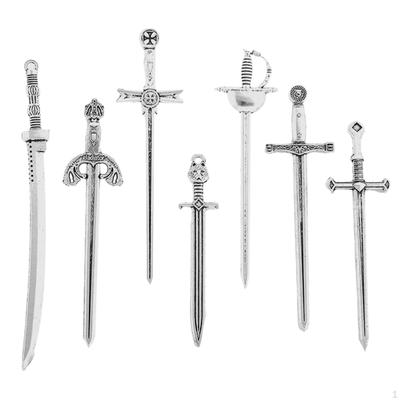 7 Pieces Alloy Swords Knife Charms, Mini Antique Sword Pendants, Charms for Necklace, Jewelry