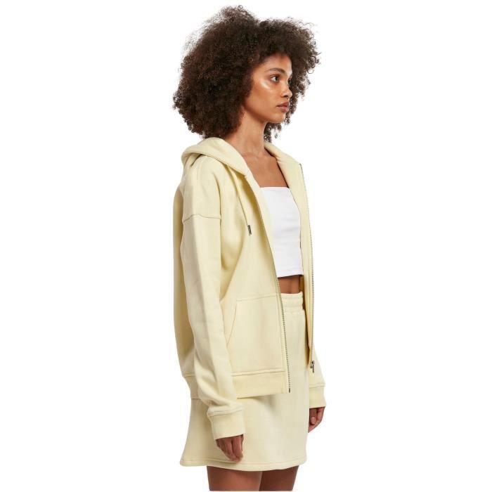 Sweatshirt à capuche zippé femme Urban Classics Organic Terry - jaune - XS