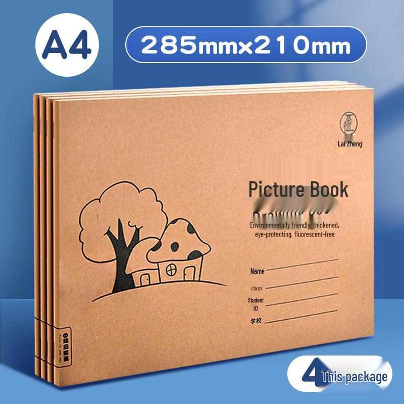 4 Thickened Cowhide Sketchbooks: Blank Doodle Paper for Children and Elementary Art