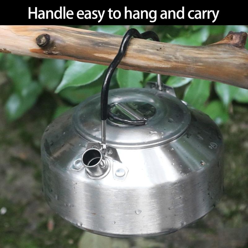 Stainless Steels Outdoor Hiking Kettles Pot Cookware Camping Kettles Stovetop Whistling Teapot Camp Teas Coffee Pot