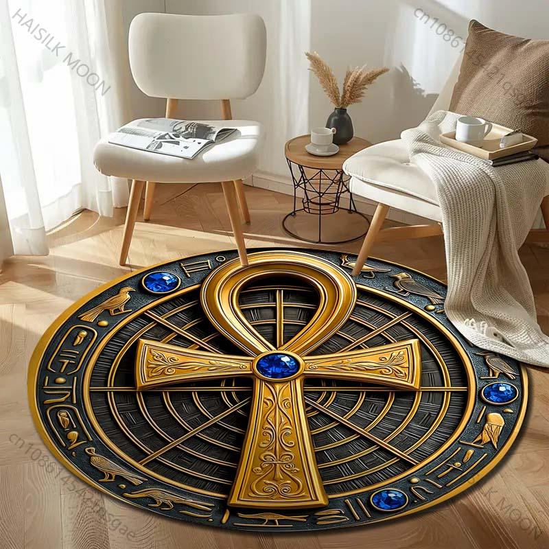 1PC Ancient Egyptian Mythology's God of Death Print Round Rugs Carpet Child Room Floor Mats Playroom Upholstery Living Room
