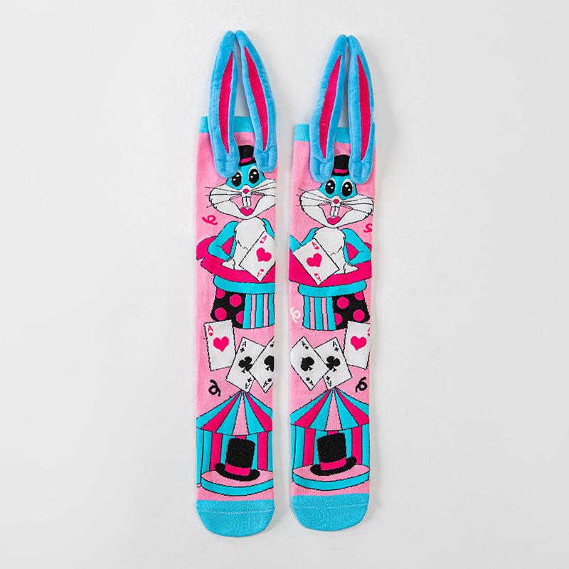 Cartoon Funny Knee Stockings Animal Patten Long Socks Girls Ladies Breathable Socks