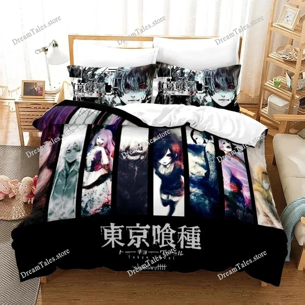 Tokyo Ghoul Kaneki Ken Bedding Set Cartoon Anime Set Adult Kid Bedroom Duvet Cover Sets 3D Print Anime Home Textileextile741