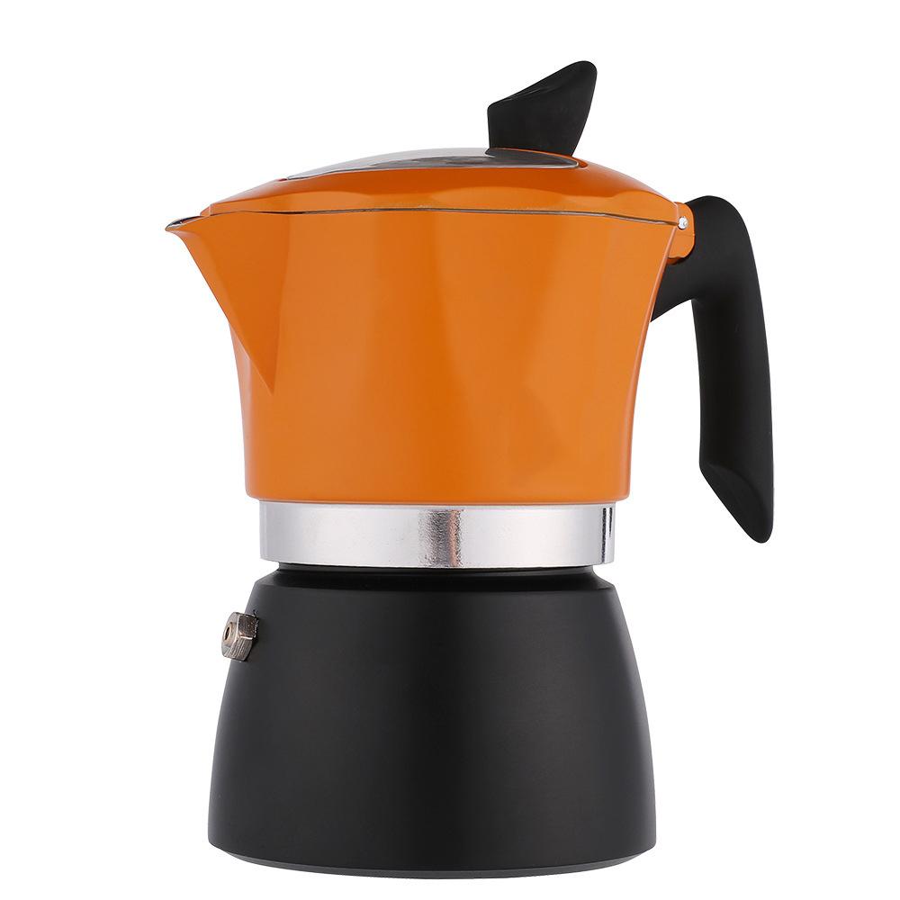 Latest Style Premium Aluminum Double Colors Italian Stove Top Coffee Maker Espresso Moka Pot with Transparent Lid