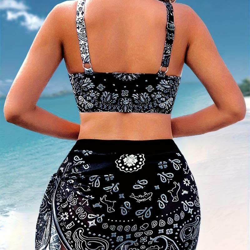 Stampa Divisa Cross Sexy Copricostume Pelle Magro Vacanza al Mare Spiaggia Costume da Bagno Bikini Donna
