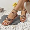 Women Flats Leopard Sandals 2025 New Outdoor Beach Sandals Women Cozy Casual Walking Shoes Women Flip Flops Sandalias De Mujer