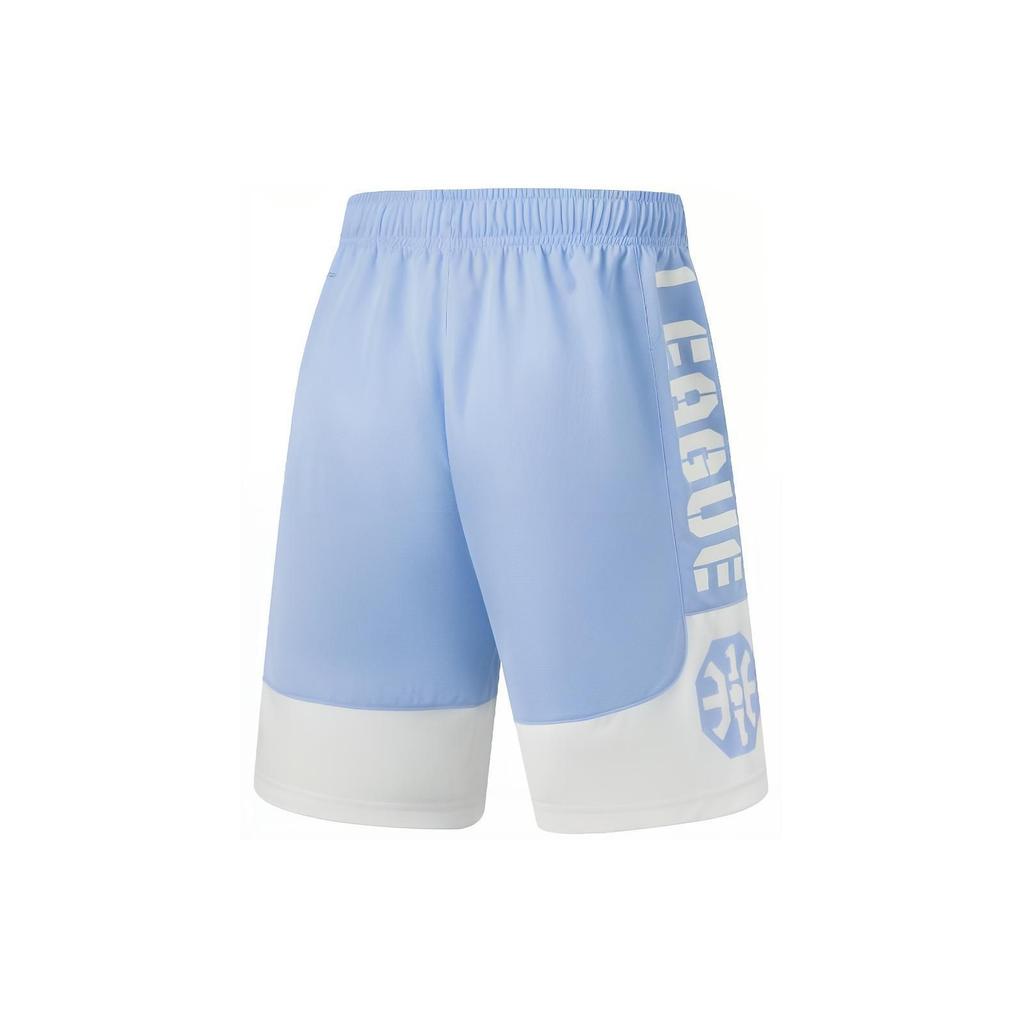 Li Ning Badfive Mister Cartoon Collaboration Letter Print Loose Casual Shorts Men Shorts Blue Cream AAPU207-2