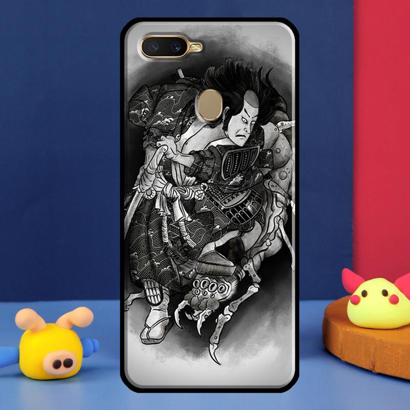 Japanese Style Samurai Art Case For Oppo A91 A5 A9 A16 A76 A96 A58 A78 A98 A52 A72 A74 A94 A54 S A57 A77 A15 A17 Cover