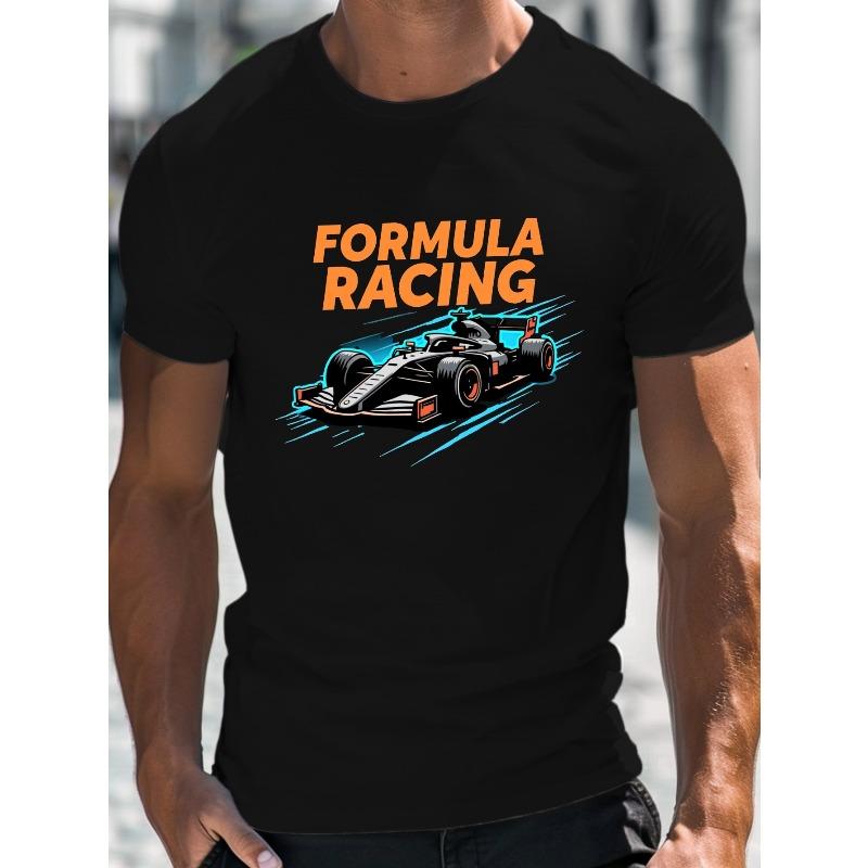 FORMULA RACING LOVERS Men'S Casual Grew Neck Short Sleeve T-Shirt for Summer, Plus Size
