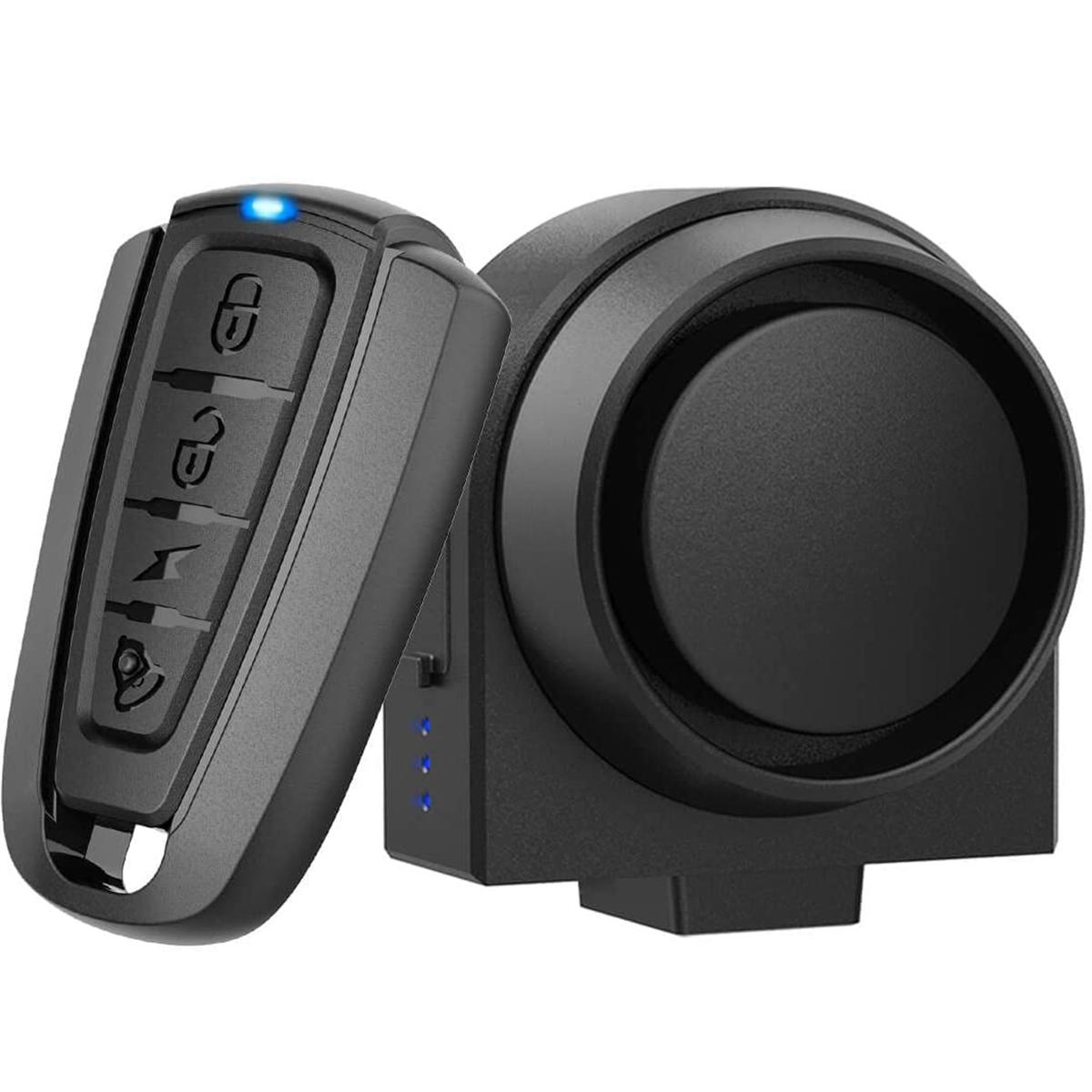 Дистанционная мотосигнализация Водонепроницаемая Беспроводная с датчиком вибрации и движения Велосипедная сигнализация Сирена Зарядка через USB Электрический самокат Мопед Сигнализация